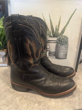 Tony Lama Western-Style Cowboy Boots Black Leather Men's Size 12 D (US)